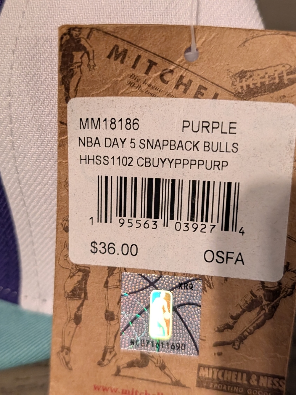 Purple & Teal Basketball Bull Logo Snapback Hat - Picture 5 of 8